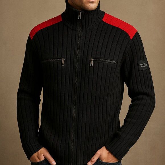 VTG Versace Jeans Coture Full Zip Ribbed Long Sleeve Sweater jacket Mens XXL - Picture 1 of 16